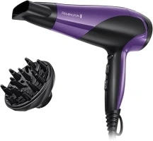 Remington Hair Dryer Ionic (Powerful, Fast Professional Styling, Diffuser, Concentrator, Ionic Conditioning for Frizz Free Hair, 3 Heat / 2 Speed Settings, Cool Shot, 2200W, Purple) D3190