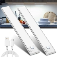 Under Cupboard Kitchen Lights LED - Cabinet Light Motion Sensor Indoor Rechargeable Strip Wardrobe Lighting Battery Operated Magnetic Stick on Wireless USB Powered for Shelf Stairs Counter Closet