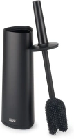 Joseph Joseph Flex 360, Advanced Smart Toilet Brush And Storage Holder Set With Anti-Drip, Anti-Clog, Triple-Action Replaceable Brush Head, Matt Black