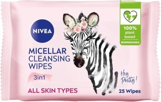 NIVEA Limited Edition Micellar Cleansing Wipes (25pcs), Biodegradable Wipes with Micellar Technology, Facial Wipes Effectively Removes Waterproof Make-Up and Mascara