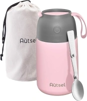 Autsel Food Flask for Hot Food 700ml Thermal Lunch Box, 24oz Soup Flask Stainless Steel Insulated Food Container with Spoon