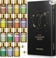 PHATOIL Essential Oils Set (15Pcs Oils, Pure Lavender,Eucalyptus,Jasmine,Lemongrass,Sweet Orange,Sandalwood,Peppermint,Vanilla,Rose,Lemon,Ylang Ylang,Chamomile,Tea Tree,Cinnamon,Rosemary