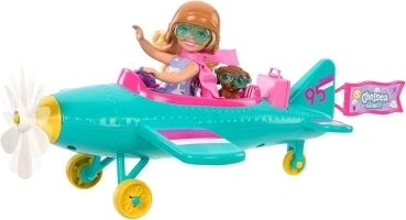 Barbie Chelsea Can Be… Doll & Plane Playset, 2-Seater Aircraft with Spinning Daisy Propellor & 7 Accessories, Including Puppy & Stickers, HTK38