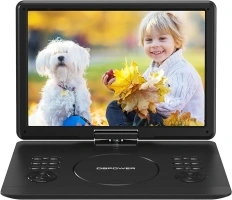 DBPOWER 16.9" Portable DVD Player with 14.1" Swivel HD Large Screen, with 6 Hrs 5000mAH Rechargeable Battery, High Volume Speaker, Support DVD/USB/SD Card and Multiple Disc Formats