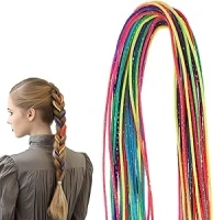 Giantree Colorful Hair Wrap, 30 Pcs Rainbow Braiding Hair Tie for Braids Gradient Color Hair Rope Band 80cm Hair Ribbons for Women DIY Ponytail Braids Hair Styling Accessories(Gradient Silver Wire)