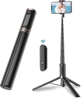 TONEOF 60" Selfie Stick Tripod, All-in-1 Phone Tripod Stand with Integrated Wireless Remote,Portable,Lightweight,Extendable Tripod for Selfies/Live/Video Recording/Travel-Black