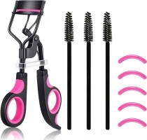 ZDXY Eyelash Curler, 3 in 1 Lash Curler Kit with 5 Extra Replacement Refill Pads Eyelash Applicator Makeup Tool, Violet Black, 1.0 count