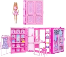 Barbie Dream Closet Toy Playset with Blonde Fashion Doll, Clothes & Accessories, 3-ft-Wide with 25+ Pieces, 3 Complete Looks, HXD58