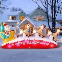 Danxilu 10 FT Long Christmas Inflatables Santa Sleigh with 3 Reindeer, Inflatable Christmas Decorations Built-in Colorful LEDs for Outdoor Xmas Decor Holiday Yard Garden Lawn Patio Roof