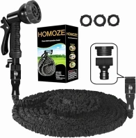 HOMOZE Expandable Garden Hose 50ft Hose Pipe Expandable with 3/4", 1/2" Fittings, Anti-Leakage - Flexible Expanding Hose with 8 Function Spray Nozzle