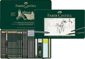 Faber-Castell PITT Graphite 26-Piece Large Tin Professional Quality Set in a Metal Case