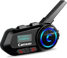 Camxon Motorcycle Bluetooth Headsets, 8 Riders Up to 4000m ，Motorcycle Helmet Headset 5.3， with Share Music,OLED display, Noise Cancellation, Waterproof