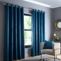 Fusion - Teal Curtains W66 x L90 (168 x 229cm) - 2x Panels - Eyelet Curtains in Teal Blue - Thermal Curtains for Bedroom/Living Room - Teal Blue Curtains & Drapes - Door Curtains - Strata Collection