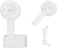 Minthouz Handheld Fan, 90° Automatic Rotating Personal Fan, 3 Speed Adjustable Portable Fan Rechargeable Desk Fan with 2000mAh Built-in Battery, Mini Fan for Office/Home/Outdoor