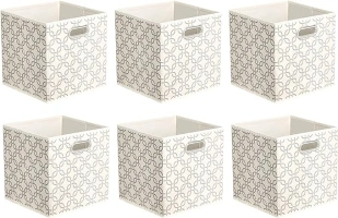 Amazon Basics Collapsible Fabric Storage Cubes with Oval Grommets - 6-Pack, Linked