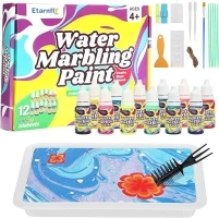 Etarnfly Water Marbling Paint Kit for Kids - Arts and Crafts for Kids,Creative Toys & Ideal Easter Gifts for Girls & Boys Age 8-12,12 Colors (10ml Each)