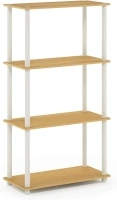 Furinno Turn-N-Tube 4-Tier Multipurpose Shelf Display Rack with Round Tubes, Beech/White