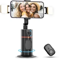 Auto Face Tracking Tripod, NO APP Required, 360° Rotation Smart Shooting Holder, Gesture Control, Body Tracking Selfie Stick, Rechargeable Auto Phone Camera Mount with 2 Fill Lights