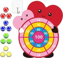 DQMOON 76cm Large Valentines Decoration, Valentines Gifts for Kids Heart Dartboard Set with 12 Sticky Ball for Kids Age 4-9, Indoor & Outdoor Party Games Toys for Kids Age 3-10, Valentines Day Gifts