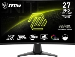 MSI MAG 27C6F 27 Inch FHD Curved Gaming Monitor - 1500R 1920 x 1080 Rapid VA Panel, 180 Hz / 0.5ms (GtG, Min.), Adaptive-Sync - DP 1.2a, HDMI CEC