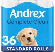 Andrex Classic Clean Toilet Rolls - 36 Toilet Roll Pack - Bulk Buy Toilet Rolls - Unbeatable Clean Toilet Rolls with Unique 3D Wave