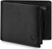 Tomylv Card Holder Wallet Slim RFID Blocking Mens Wallets with up to 13 Credit Cards, Photo & ID Window, 2 Banknote Compartments, Button Coin Pocket, Wallets Mens with Gift Box - Black