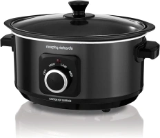 Morphy Richards 3.5L Sear & Stew Slow Cooker, Shatter Resistant Aluminium Pot, 3 Heat Settings, Hob Proof, Easy Clean, 163W, Black, 460012