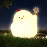 Danolt Flower Chicken Night Lights for Kids,Baby Night Light Newborn 3 Level Rechargeable Dimmable Night Light Childrens Night Lights for Bedroom Cute Gifts for Girls Boys Women