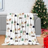 Christmas Throws Blankets, Comfort Christmas Prints Flannel Blanket, Super Soft Holiday Theme Home Décor Warm and Cozy Throws for Winter Bedding Couch and Xmas Gift, 50x60 Inch, Winter Snow Animals