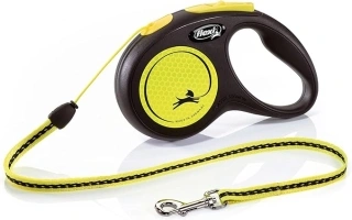 Flexi New Neon Cord Yellow Small 5m Retractable Dog Leash/Lead for dogs up to 12kgs/26lbs