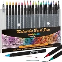 Colorful Art Co. Watercolour Pens - 20 Piece Set with Premium Brush Tip – Vibrant Paint Markers for Blending, Painting, Colouring, Lettering, Calligraphy, Art & Crafts. Perfect Colouring Pens