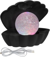 L & P Home & Gifts Lesser & Pavey Black Glitter Pearl Seashell Colour Changing Mood Light