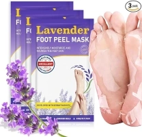 Foot Peeling Mask 3 Pairs: Peeling Foot Mask Dermatologically Tested, Heels & Dry Dead Skin for Soft Feet, Foot Peel Mask (new Lavender)