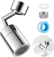 Kitchen Faucet Aerator Adapter, Faucet Extension Sprayer Booster Nozzle, Replacement Extender Water Filter, 720° Rotatable Kitchen Tap Aerator Spray Head with Adapter for Sink