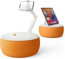SAIJI Pillow Stand, Soft Phone Holder Pillow for Bed, Tablet Cushion with Bean Bag Base and 360° Viewing Angles, Securely Holds at Any Angle on Any Surface, Use for Lap Sofa Bed Desk - Orange