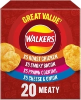 Walkers Meaty Variety Multipack Crisps Box 20x25g, Red
