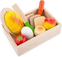 Viga Wooden Toy Cutting Meal Box - Childrens Pretend Play Food Kitchen Set