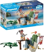 Playmobil 71473 Pirates: Pirate with Alligator Starter Pack, fantasy pirate world, fun imaginative role-play, playsets suitable for children ages 4+