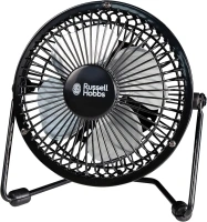 Russell Hobbs 4" Inch, Lightweight, Compact, Portable, USB Desk Fan, Quiet Operation, 1m Cord, Black - RHUSBF0421B