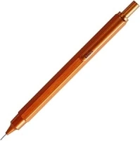 RHODIA 9398C - scRipt Mechanical Pencil Hexagonal Body in Brushed Aluminium - Orange - for Standard 0.5 mm Graphite Leads, Retractable Steel Barrel, Eraser Under the Push Button - scRipt Collection