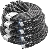 LISEN USB C to USB C Charger Cable [60W/4-Pack] iPhone 16 Type C Charger Cable Fast Charging, USBC to USBC for iPhone 16e 15 Pro Max, iPad Pro Air, Samsung Galaxy S25, Pixel, Switch, Mi[0.5M+1M+2M+2M]