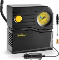 Car Tyre Inflator Air Compressor Car Tyre Pump 12v Electric Tyre Pumps for Cars Air Pump with Tyre Pressure Gauge and Inflator Small Car Pumps for Tyres Valve Adaptors (Yellow)