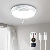 Homelist Motion Sensor Ceiling Light, 8 Inch 500LM LED Ceiling Light with Remote, 8000mAh Battery Powered Rechargeable Dimmable Sensor Lights Indoor for Bathroom Garage Shed Loft Basement Hallway