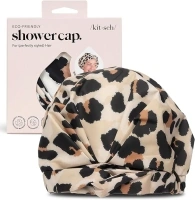 Kitsch Luxury Shower Cap for Women Waterproof - Reusable Shower Cap, Hair Cap for Shower, Waterproof Hair Shower Caps for Long Hair, Non-Slip Cute Shower Cap One Size, Chic Shower Bonnet - Leopard