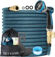 150FT Expandable Garden Hose, Flexible Water Hose with 10-Pattern Spray Nozzle, Leak-proof Retractable Heavy Duty Hose Pipe, 4-layer Latex Core, Durable 3750D, Brass Alloy Connector, Kink-Free