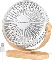 SWEETFULL Desk Fan, Small USB Desk Fan Silent, 3 Speeds Portable Personal Desktop Fan, Dual 360° Adjustment Mini Fan, Quiet Operation for Home,Office,School and Outdoor (White)