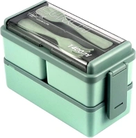 Lunch Box, 1400ml Bento Box with Spoon Fork, Stackable 2 Layer 3 Compartments Leak Proof Japanese Lunch Box, Meal Prep Container Box for Adults Kids Students Office Microwave Dishwasher Safe