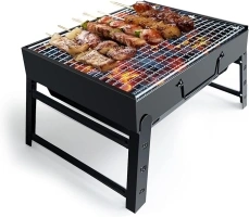 BBQ Barbecue Grill, Portable Folding Charcoal Barbecue Desk Tabletop Outdoor Stainless Steel Smoker BBQ for Picnic Garden Terrace Camping Travel 15.35