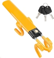 Tevlaphee Steering Wheel Lock Twin Bar, Steering Lock, Car Steering Wheel Locks, Car Lock Anti-Theft Device, High Visibility, Heavy Duty, Universal Fit, Adjustable Length,3 Keys