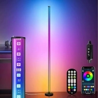 ELINKUME Smart LED Floor Lamp, RGB Corner Floor Lamp with Music Sync and Color Changing, Remote & APP Control 16 Million Colors, Ideal for Living Rooms, Bedrooms, and Gaming Rooms